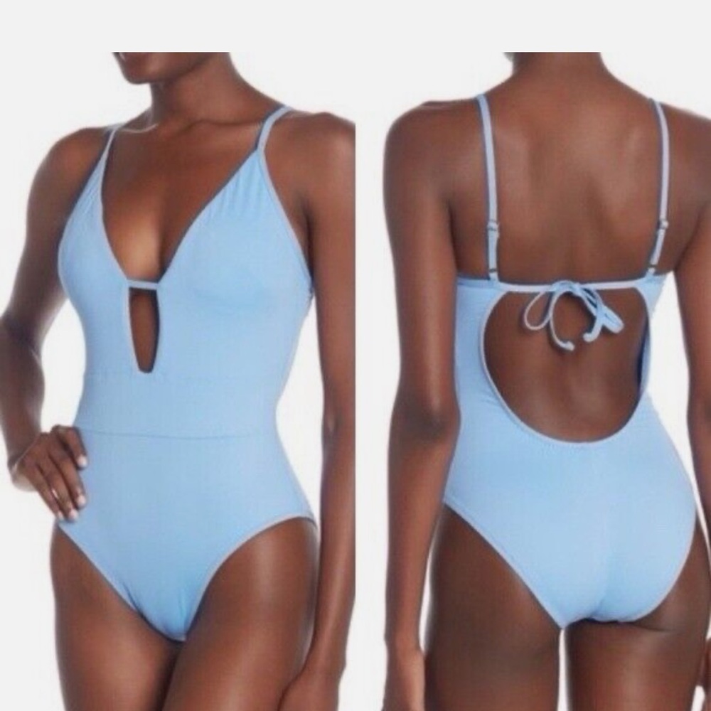 BECCA Light Blue One Piece Swimsuit Medium NWOT